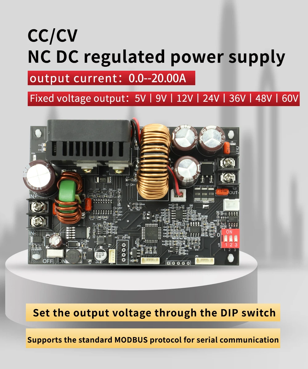 XY6020L CNC Adjustable Direct Current Stabilized 20A 1200W Buck Converter Power Supply Step Down Stabilized Module 6-36V 5-30V