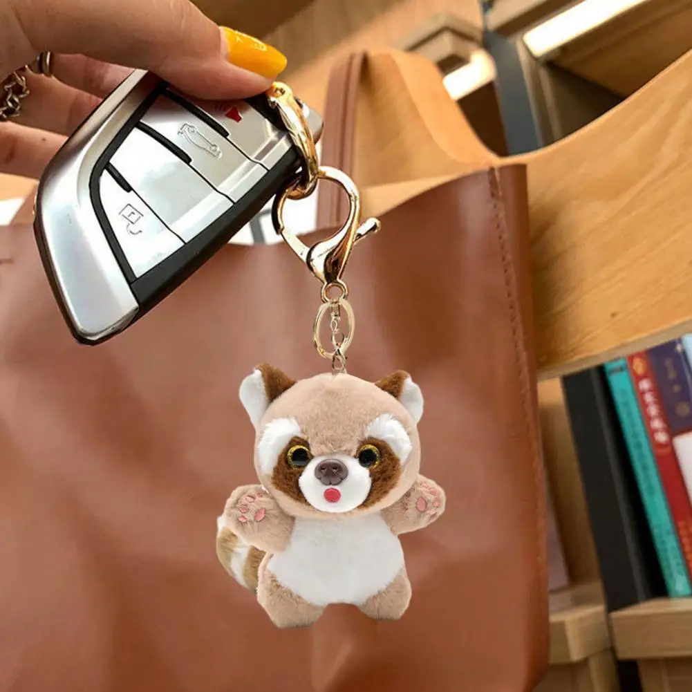 Portachiavi ciondolo borsa accessori adorabile portachiavi procione occhi 3d coda lunga bambola di peluche per la decorazione dello zaino delle