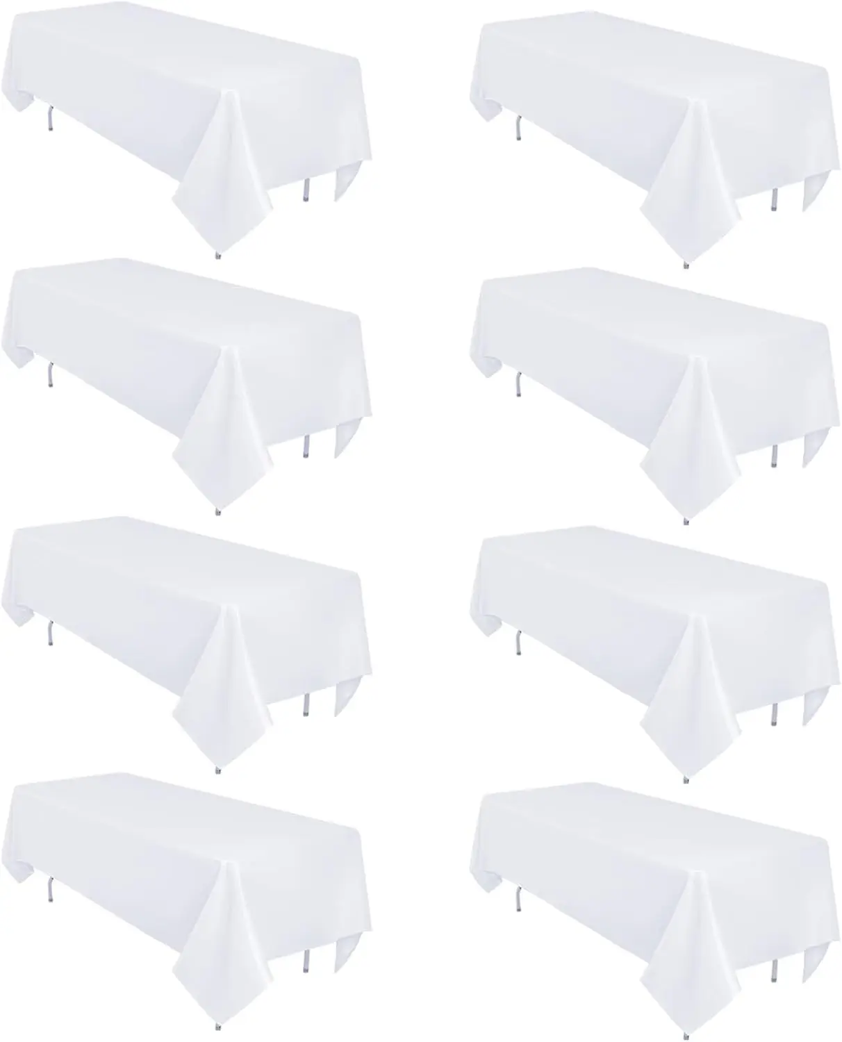 

8 Pack White Table Cloth 60 x 126 Inch Rectangular Tablecloths for 8 Foot Tables, Wrinkle Resistant Washable Polyester for