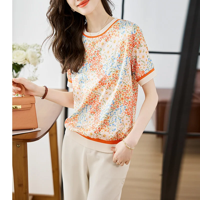 Trendy printing short Sleeve T-shirts for ladies Fashion women Tees 2024 Spring Summer T-shirts Casual Tops