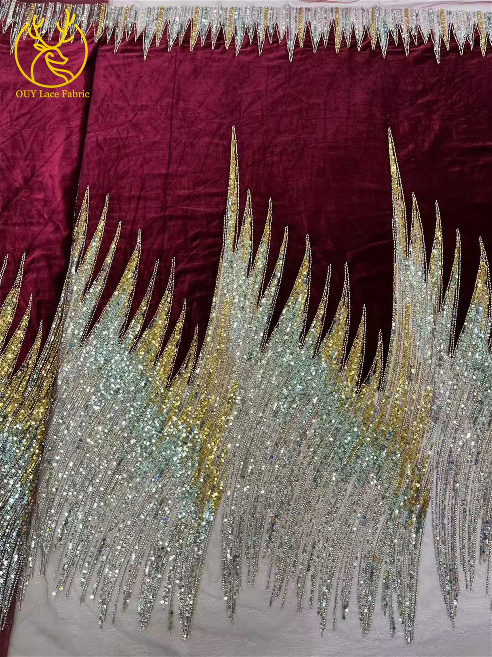 最新のベルベット繊細で上品なナイジェリアのスパンコールレース生地2025高級フランスのアフリカのビーズレース生地ウェディング女性用ドレス