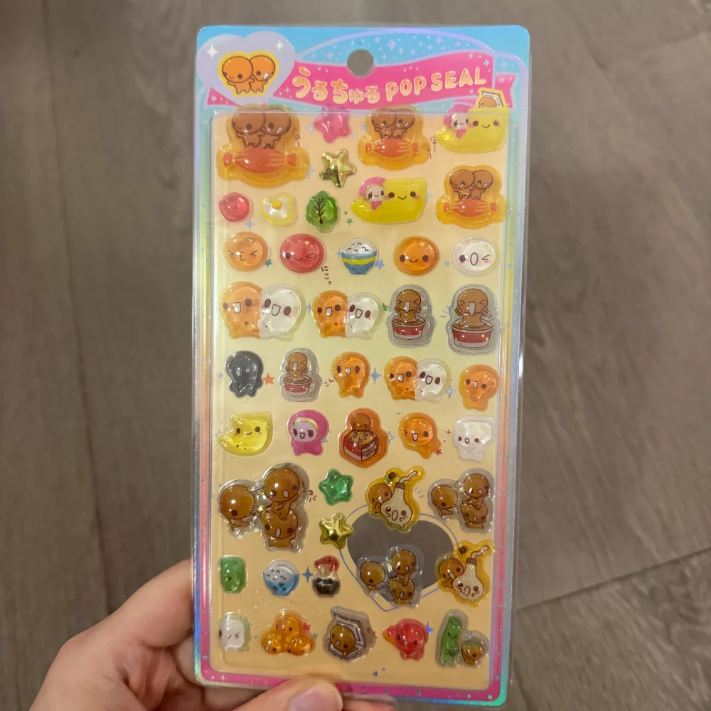 Cute Cartoon Natto 3D Relief Solid Sticker Desktop Diy Notebook Pencil Case Phone Case Creativity Decoration Gift for A Friend