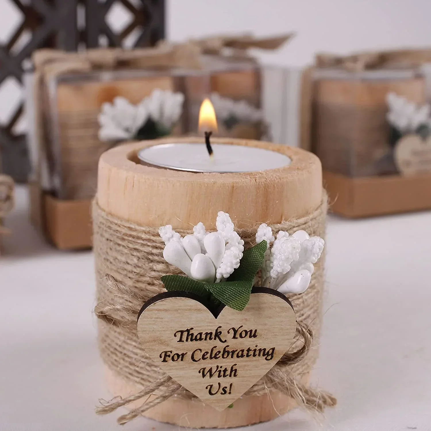 10pcs Wood Tealight Candle Holder Table Centerpiece Tealight Holder Merry Christmas Thank You Gifts Guests Wedding Party Favors