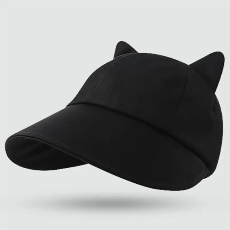 

39BB Lovely Ears Baseball Hat for Girls Long Brims Breathable Baseball Hat Teens Sunproof Peaked Hat Adjustable Sun Hat