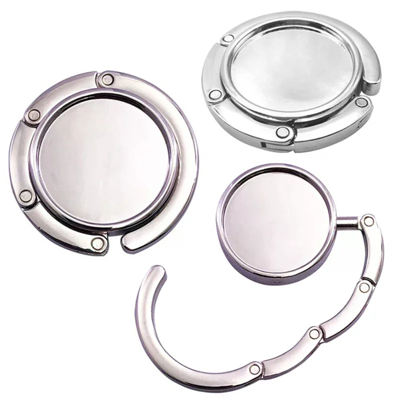 Silver Portable Folding Alloy Handbag Hanger Hook Purse Bag Holder Table Hook Foldable Travel Accessory
