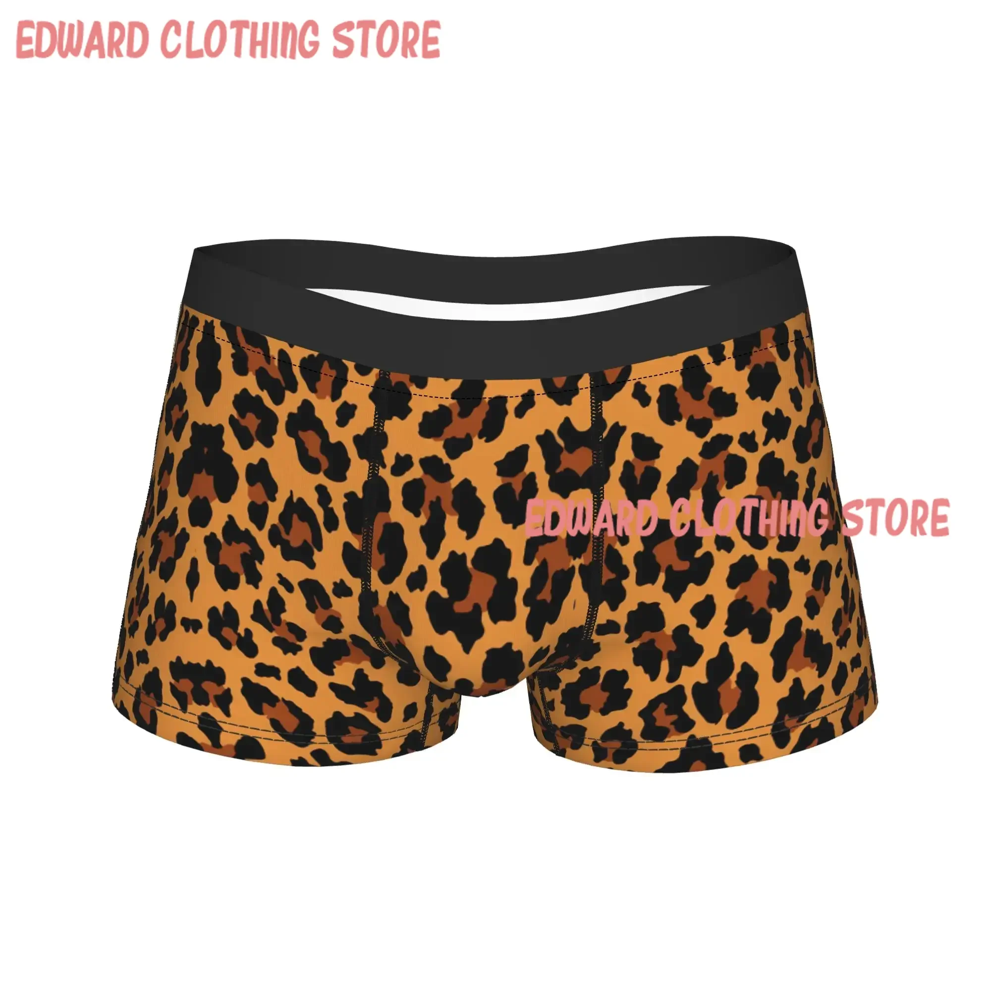 Classic Leopard Print Boxer Shorts  3D Pouch Underwear High Quality Custom DIY Shorts Briefs Comfortable Underpants Plus Size