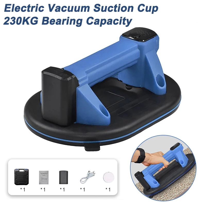230KG Suction Electric Suction Cup Digital Display Port Lifting Tool Automatic Cleaning Vacuum Pump Type-C Charging 2000mAh Box