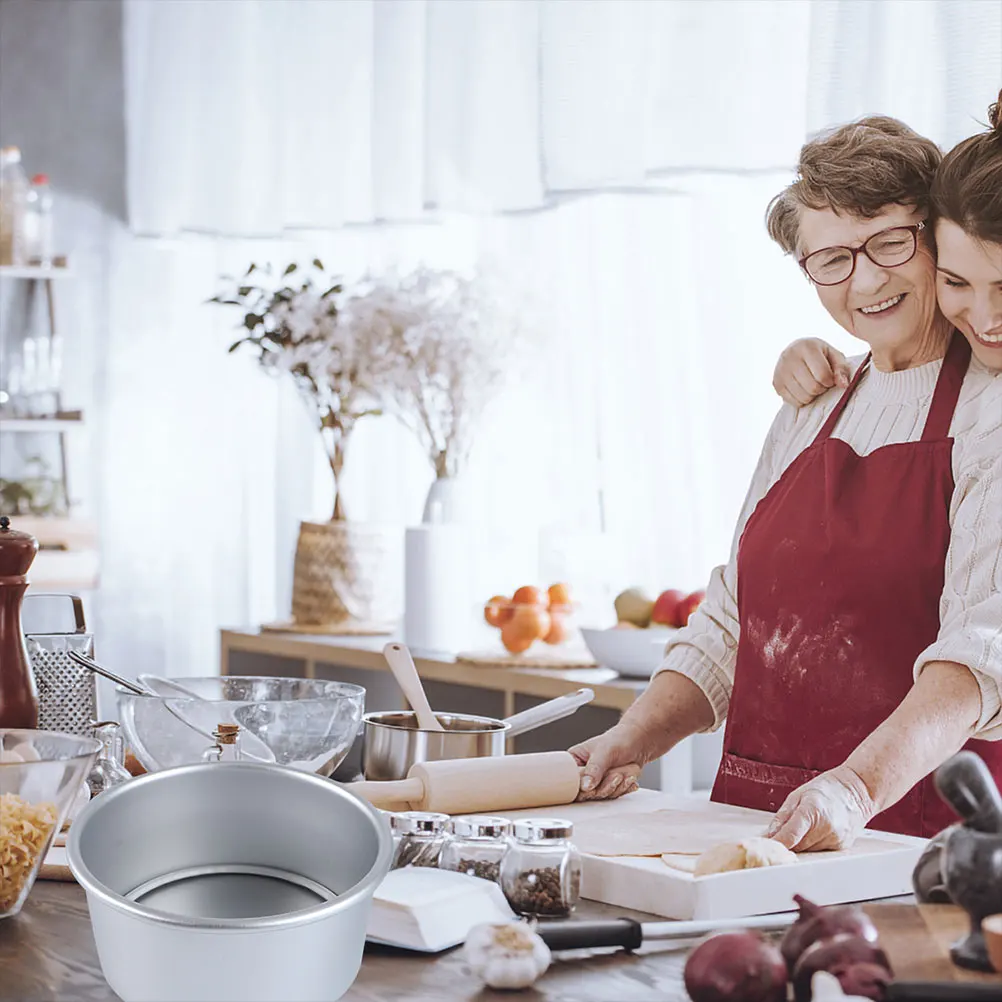 

2Pcs Anodized Aluminum Round Cake Pan Removable Bottom Non-Stick Baking Mold for Pies Cakes Desserts 6 Inch Deep Mousse Chiffon