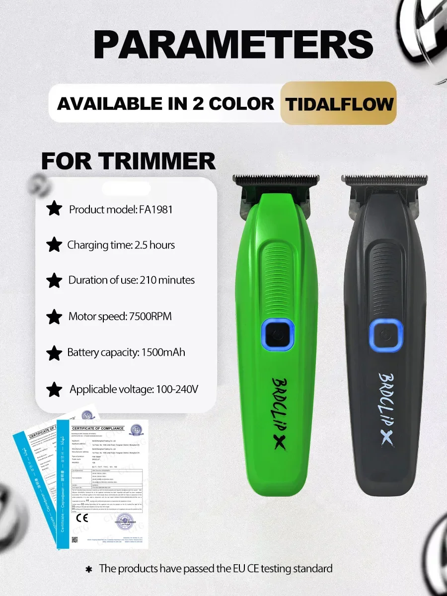 Профессиональная машинка для стрижки волос WMARK NG-8080 BRDCLIP FA1981, 9000 об/мин, 7500 об/мин, DLC, цельнометаллический, 0 лезвий, светодиодный дисплей, мужской