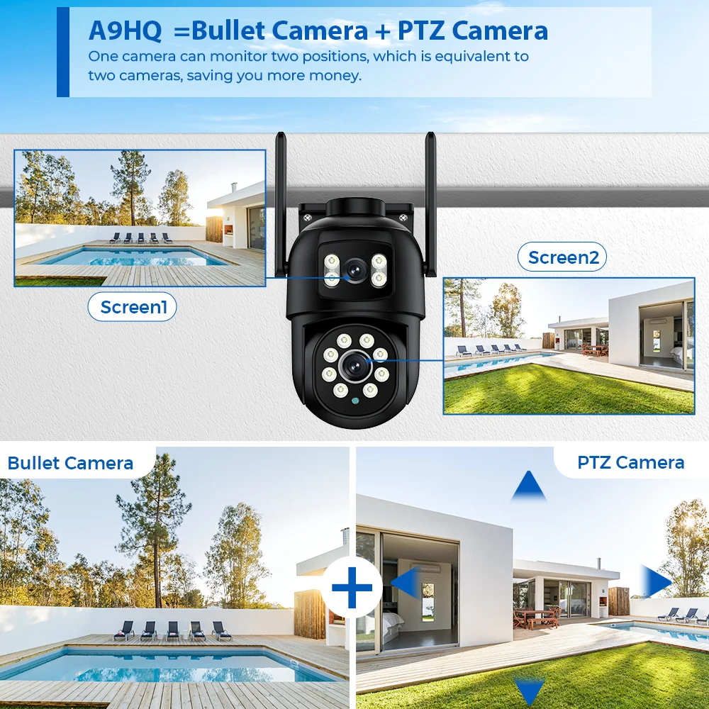BESDER 8MP PTZ Wifi Camera IP Outdoor Dual Screen Human Detection 4MP Security Protection Auto Tracking CCTV Surveillance Camera