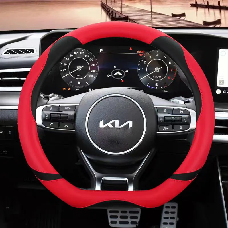 Car Steering Wheel Cover D Shape For Kia K5 Optima 2019 2020 Forte GT 2019-2021 Ceed Cee'd GT 2018 2019 Kia Stinger 2018-2022