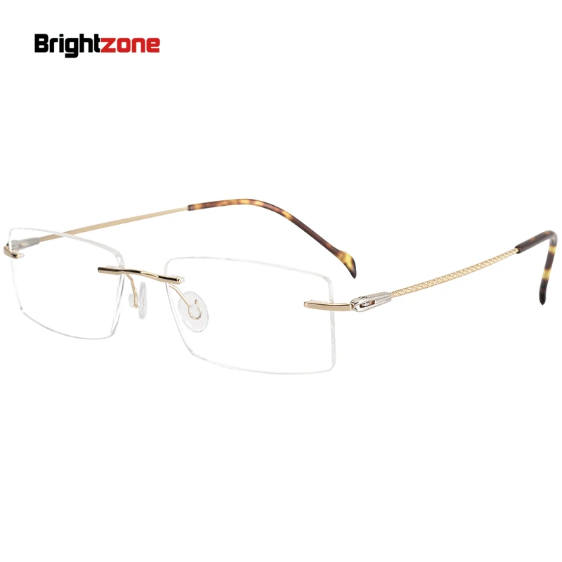 

Brightzone 2023 Rimless Optical Minus Glasses Frame Brillen Myopia Pure Titanium Frameless Prescription Luxury Eyeglasses Specs