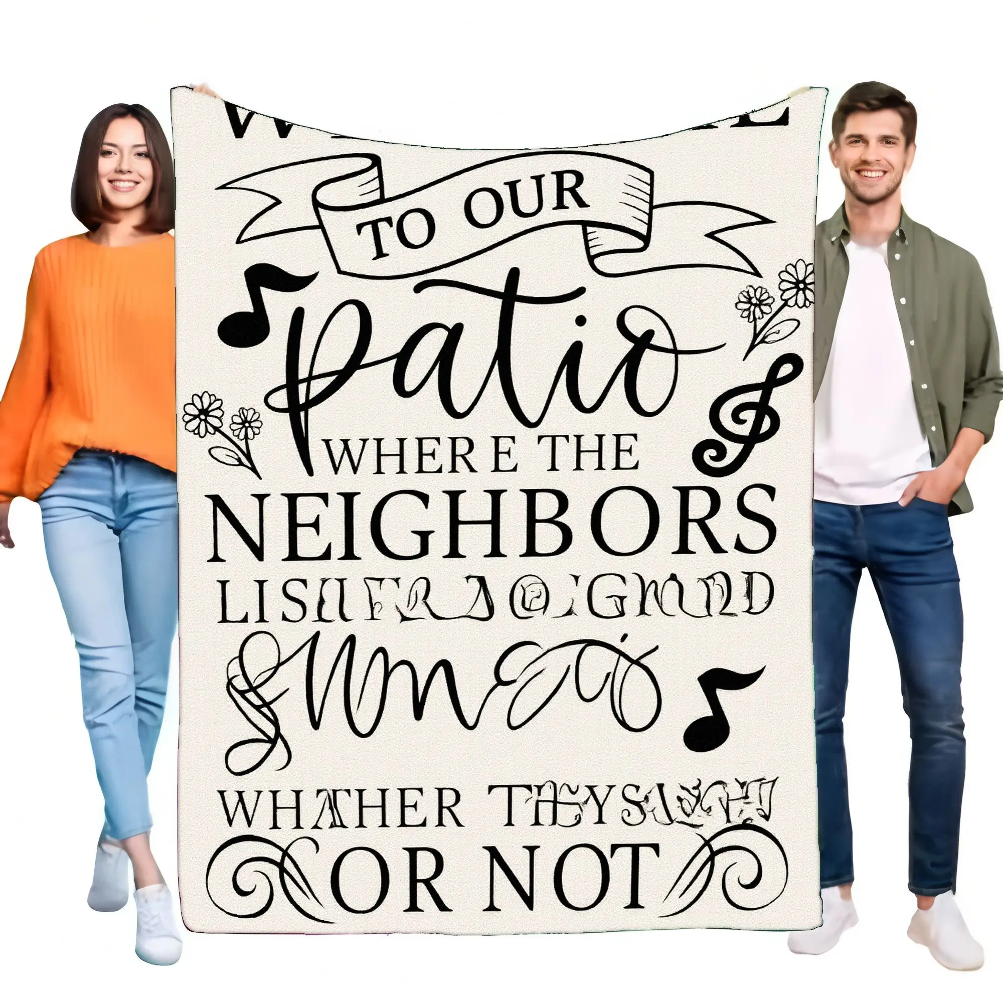 Cozy Patio Blanket Soft Throw for Outdoor Gatherings, Stylish Home Decor Gift with Fun Lyrics and Vintage Design, Perfect for Pi