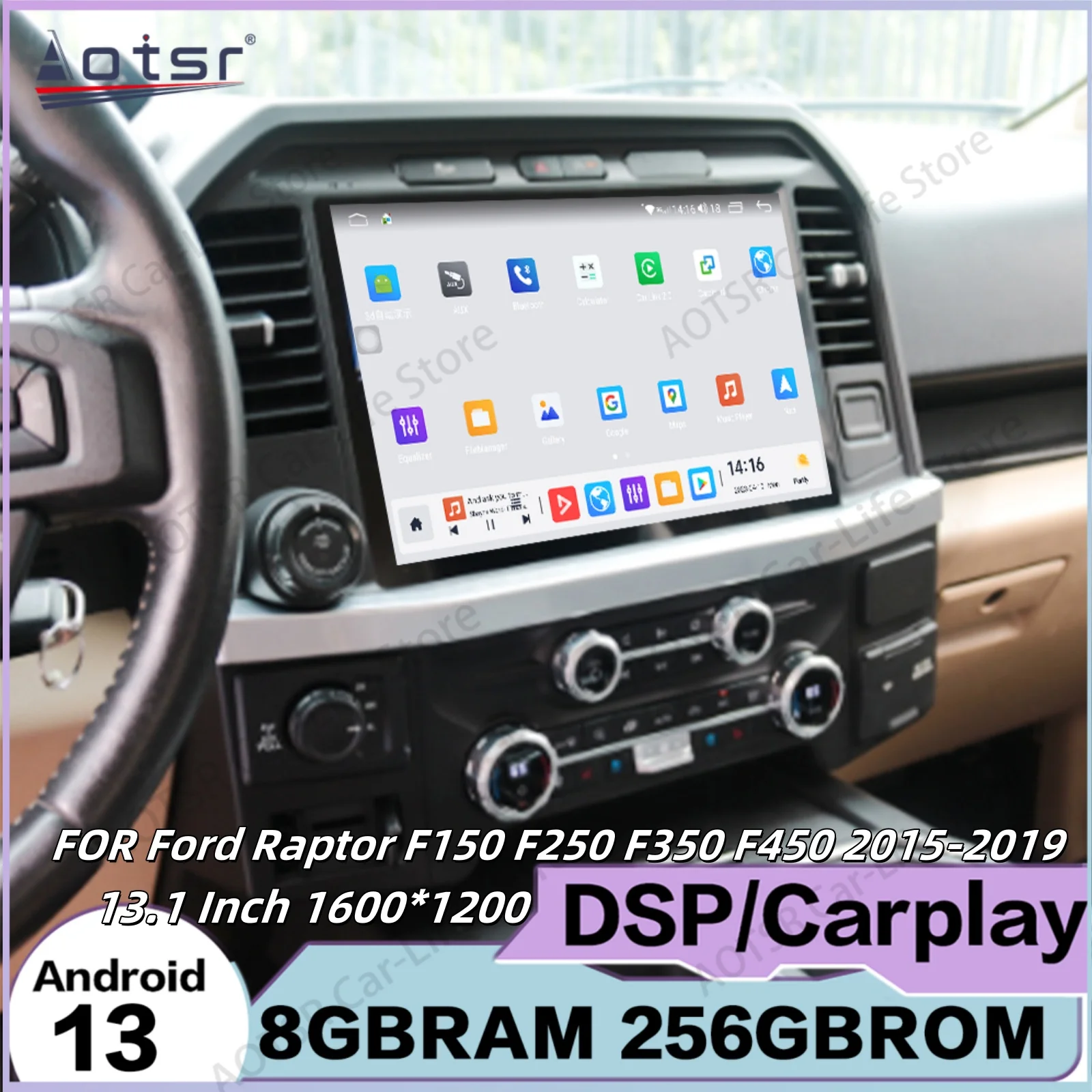 Qualcomm For Ford Raptor F150 F250 F350 F450 2015-2019 Android Multimedia Radio GPS Navigation Audio Stereo Receiver Head Unit