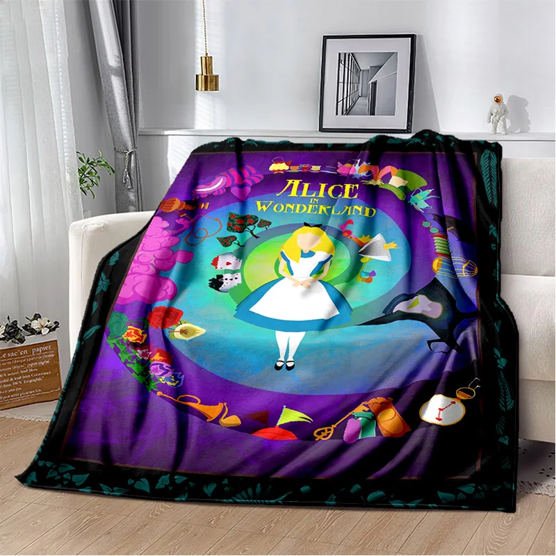 Cartoon Alice in Wonderland Cheshire Cat Soft Blankets,Throw Blanket Comfortable Blanket for Picnic Beds Sofa Home Bedroom Kids