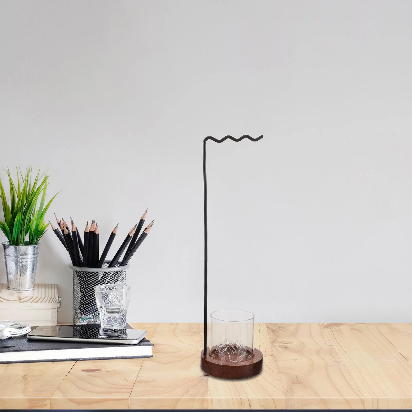 1Set Solid Wood Calligraphy Brush Holder Japanese Hanging Pen Stand Wash Tank Brush Rest Organizer for Desk Writing
