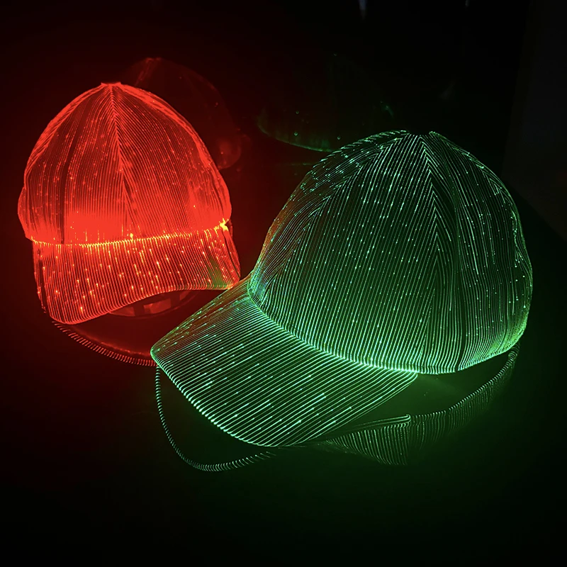 LED Light Up Baseball Hat Hiphop Glowing Cap Fluorescence Party Supplies Dance Neon Hat Birthday Gift Men Women Festival Props