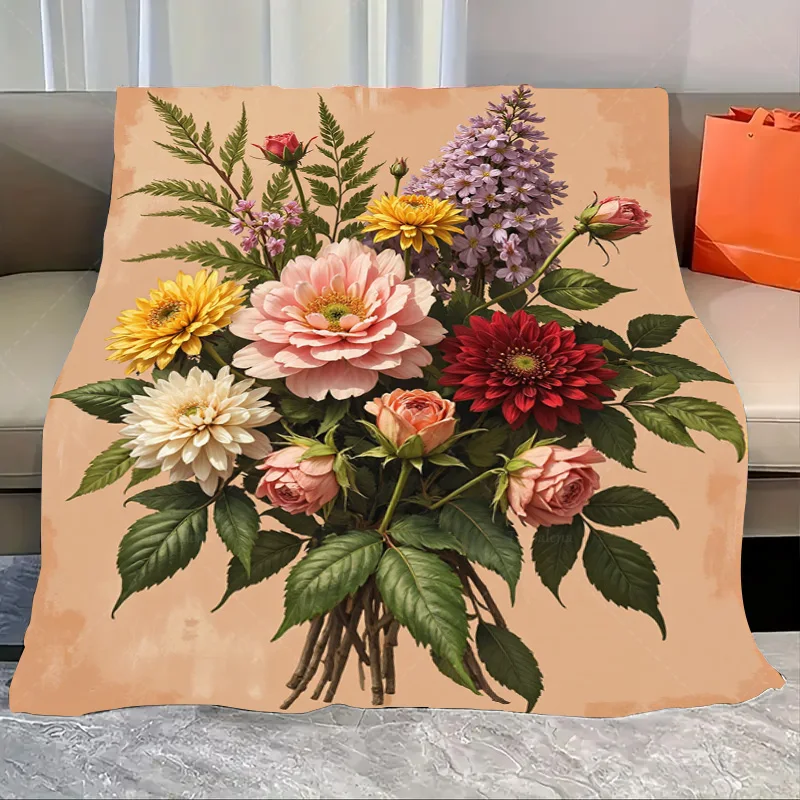 

1 шт. фланелевое одеяло винтажное одеяло с цветочным букетом для уютного домашнего декора