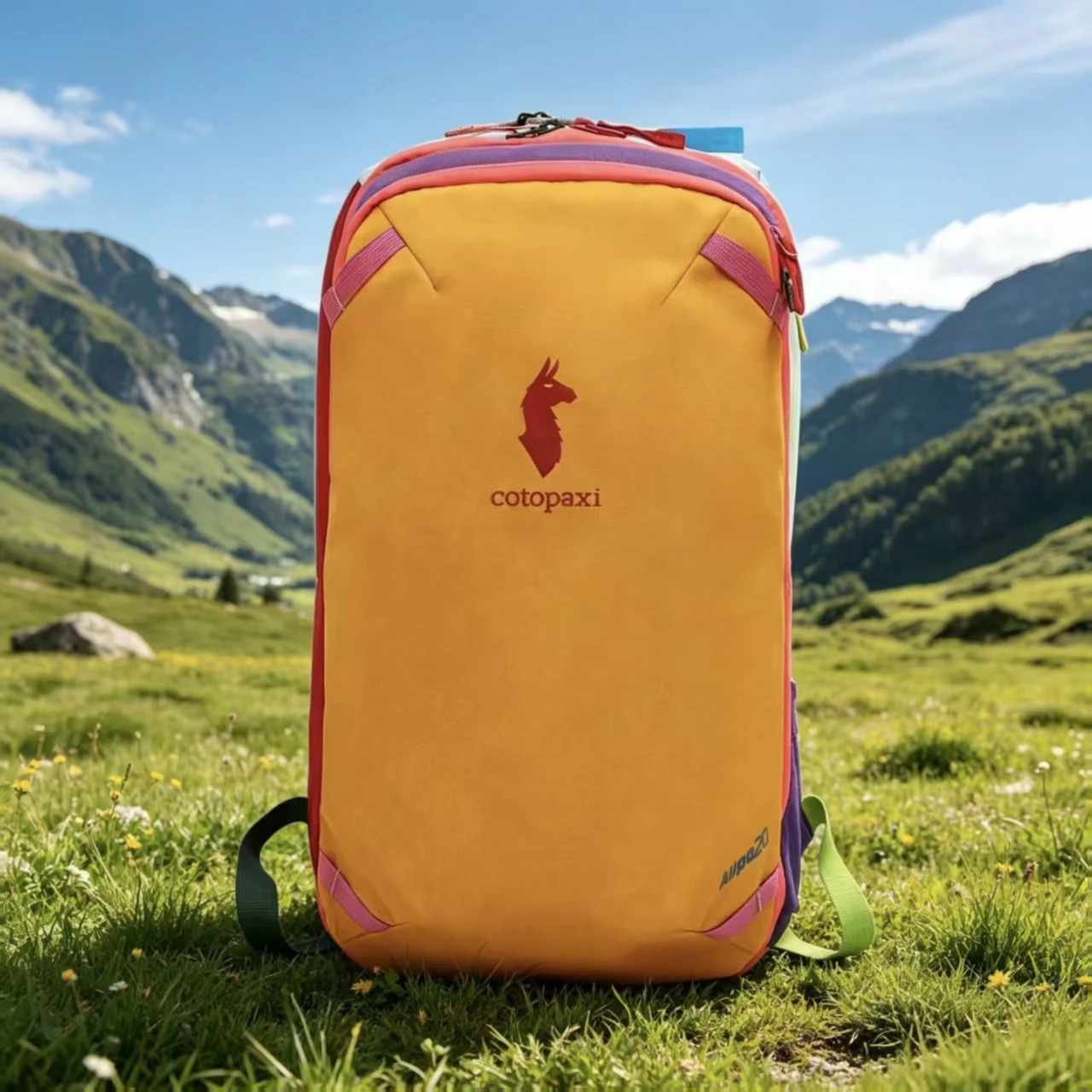 Mochila Resistente de 20L Diseñada en Color Vibrante Estilo Dopamina, Mochila de Viaje y Senderismo en Color Camel con Contraste