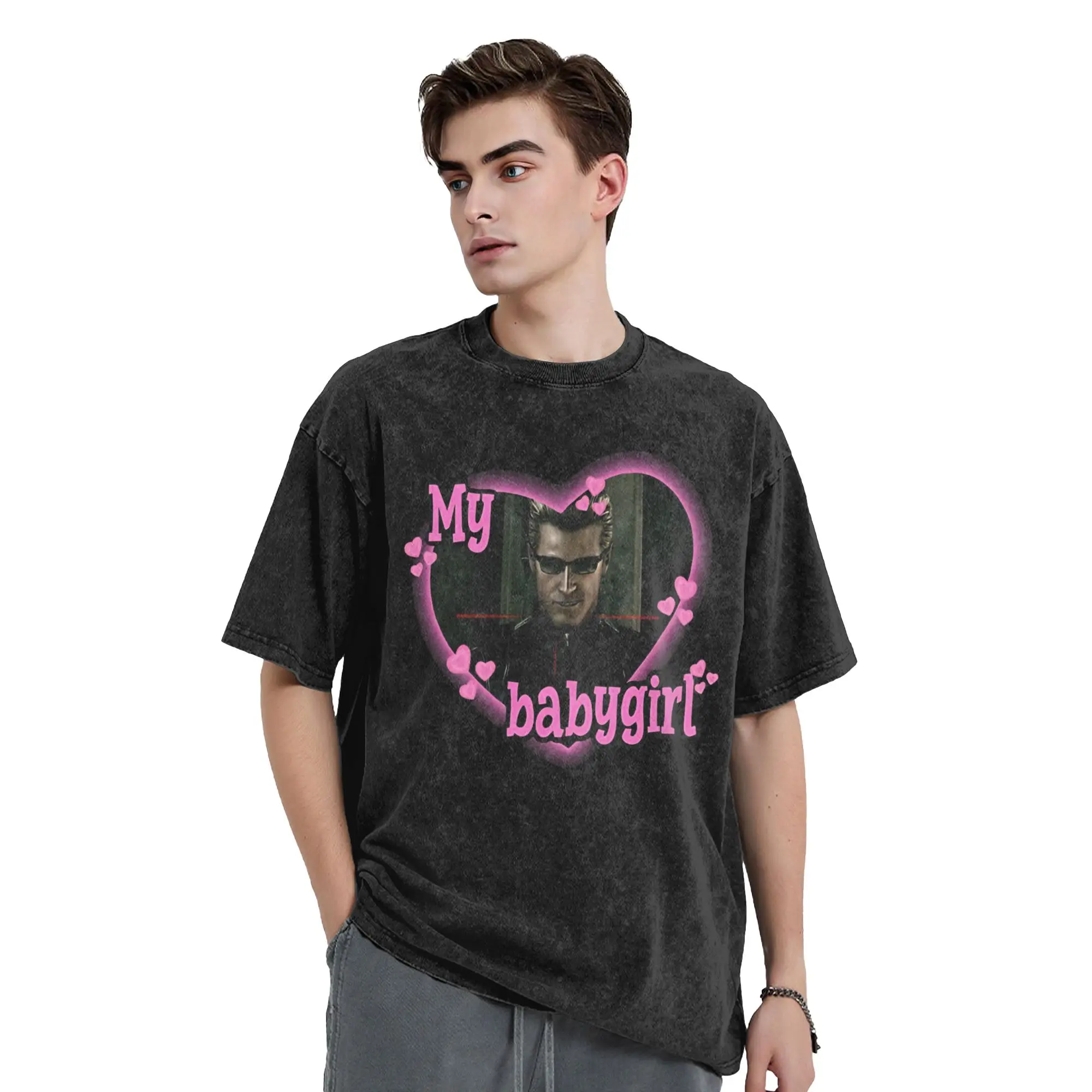 My babygirl Albert Wesker Washed T Shirt Streetwear Hip Hop Novelty T-Shirt  Tees Men Women Cotton Harajuku Printed
