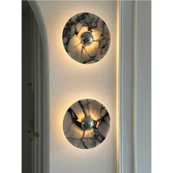 Modern Nordic Round Marble Wall Lamp Stone Wall Lights For Home Bedroom Bedside Wall Mounted LED Light corridor lamp