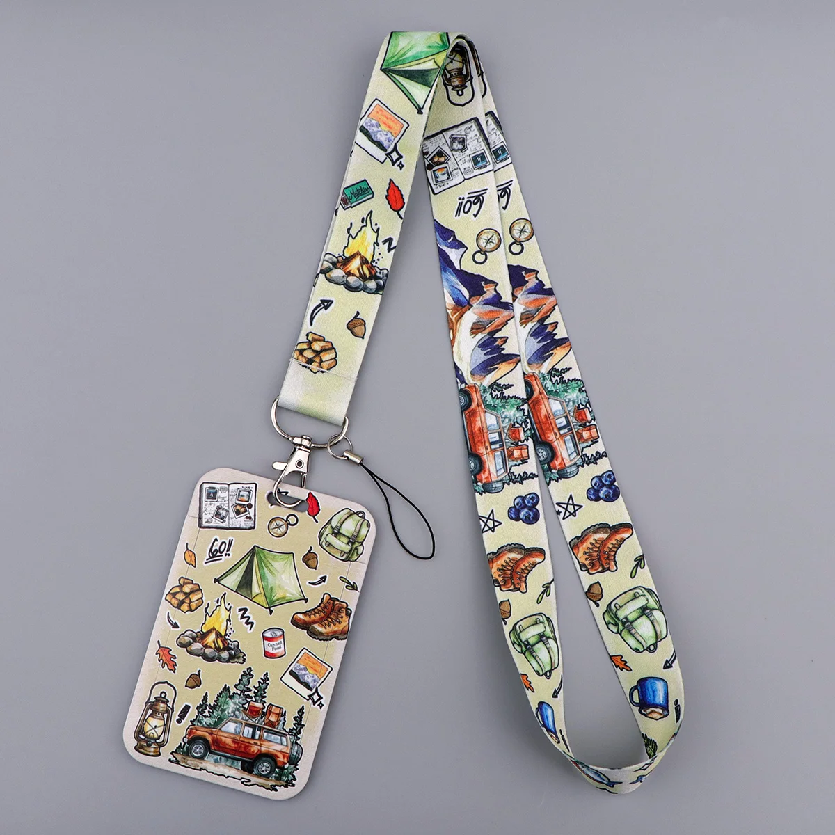 Cartoon Animals Lanyard For Keys Cherry Blossom Credential Holders Neck Straps Badge Holder Keychain Keyrings Accessories