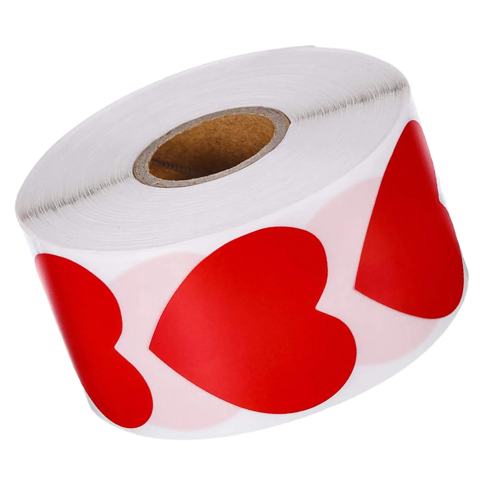 

500 Pcs/ Valentine Red Love Sticker Gift Valentine's Day Label Stickers Pvc Heart Self-adhesive