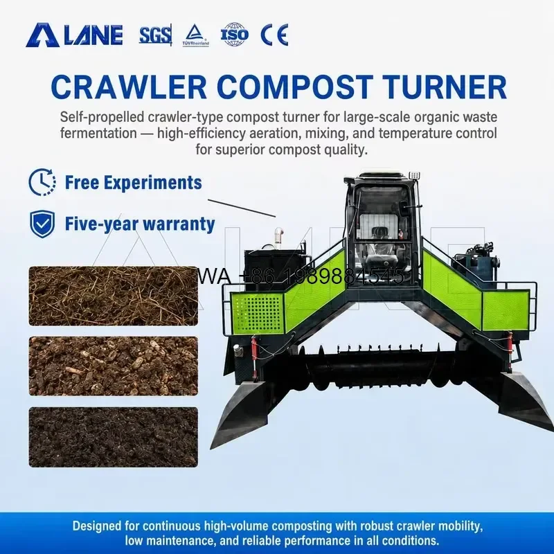 Wmwmnu for Compost Turner Crawler Tracked Windrow Composting Equipment Hydraulic Lift Engine for Cow