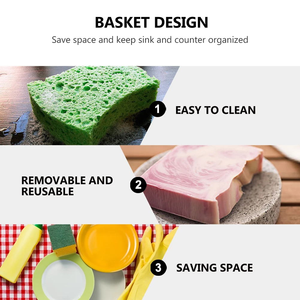 

Stainless Steel Sink Rack Hollow Drainage Kitchen ganizer Baskets Removable Reusable Food Grade Anti Rust Safe Easy Cleaning