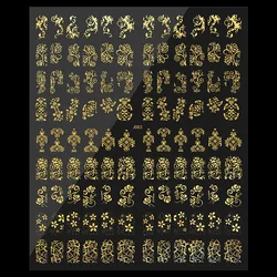 108pcs Gold/Silver Pattern Nail Stickers 3D Metal Texture Flower Lace  For Nail Bronzing Declas DIY Nail Sticker 18.4*21.4cm