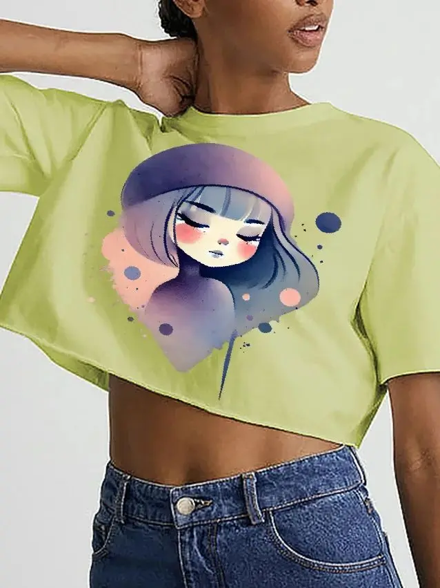 

Unique Patterns, Korean Style T-Shirt, Hand-Painted Graphic Tee Women, Y2k Bunny Design, Oversized Comfort, Summer Fashion 2025