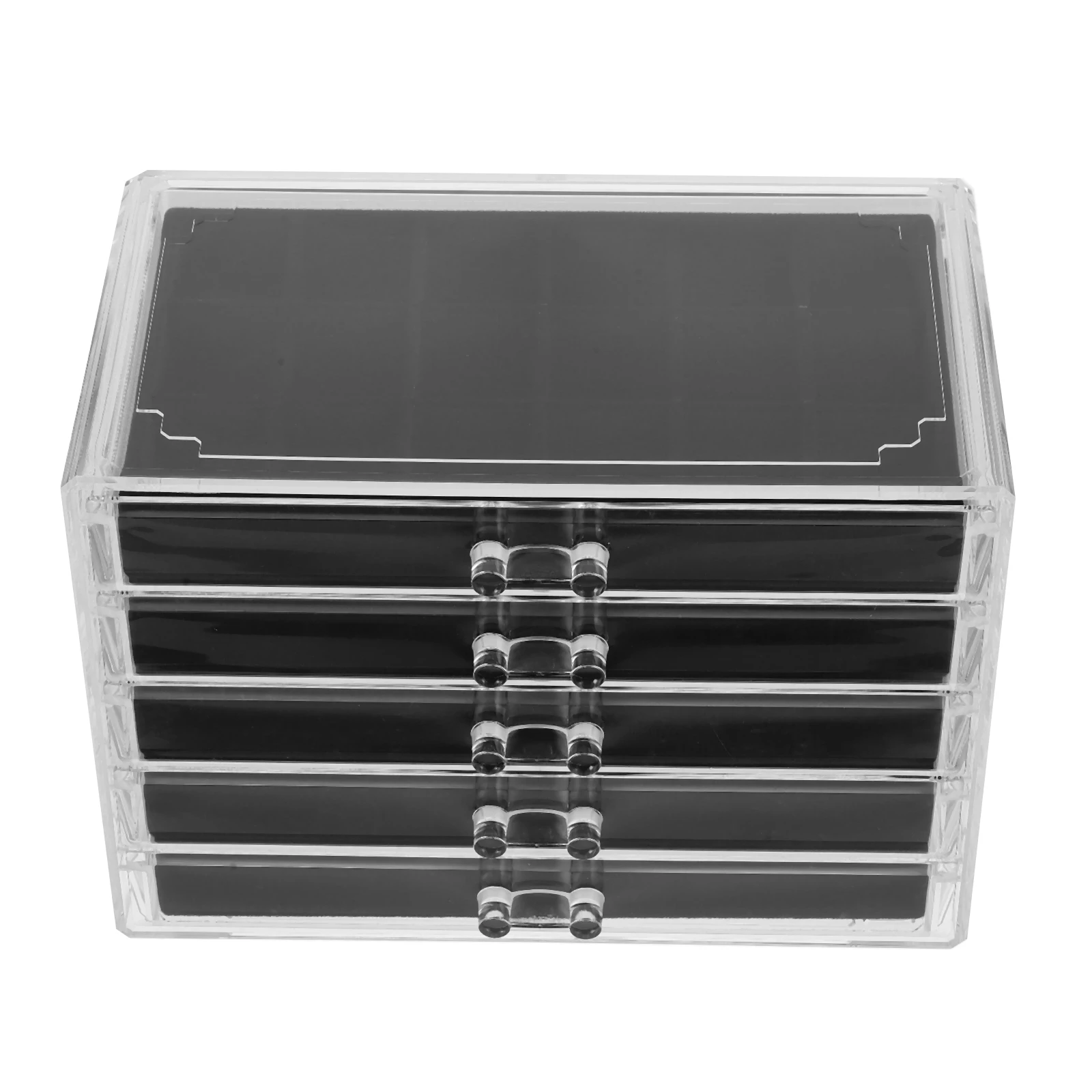 

90 Grid Rock Display Case Clear Acrylic 5 Drawer Velvet Insert Crystal Showcase Storage Organizer Seashell Holder Jewelry Box