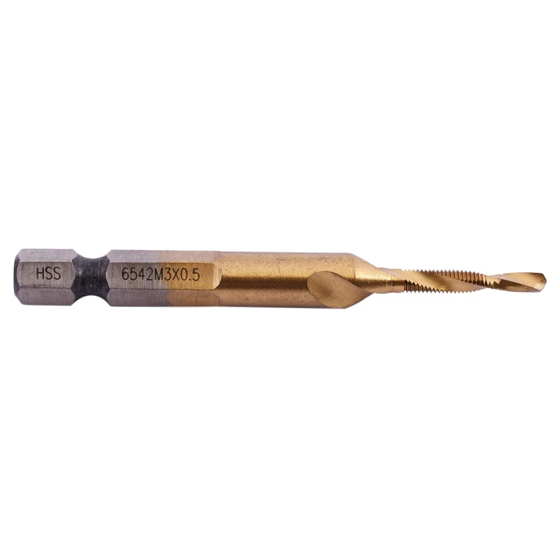A98E-6Pcs HSS Titanium M3 - M10 مزيج عرافة Deburr غاطسة الحنفية مثقاب مجموعة