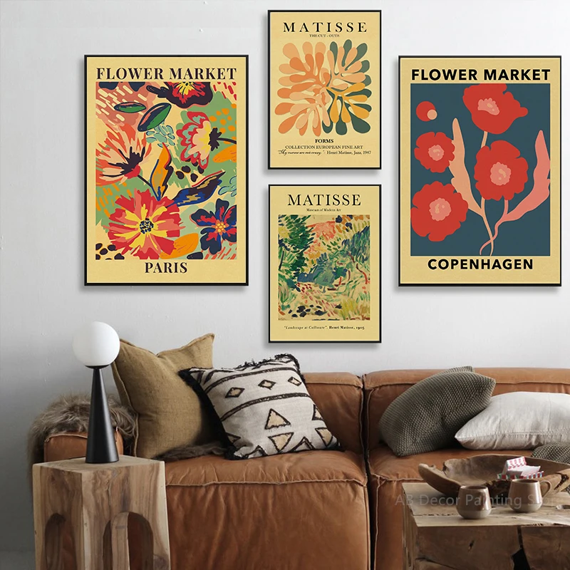 Flower Market Posters Retro Kraft Paper Prints Poster DIY Vintage Home Room Florist Shop Decor Aesthetic Keith Art Wall Painting