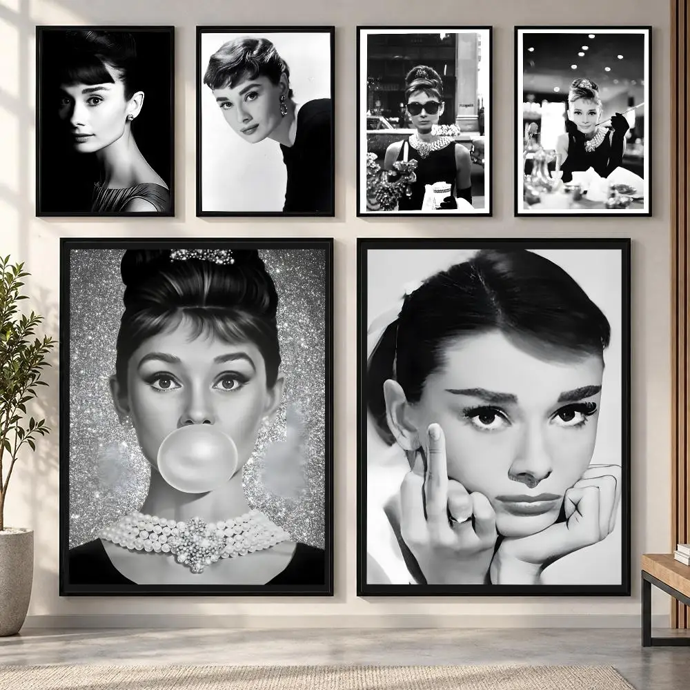 Beauty A-Audrey Hepburn Poster HD art sticky wall waterproof home living room bedroom bar aesthetic decoration