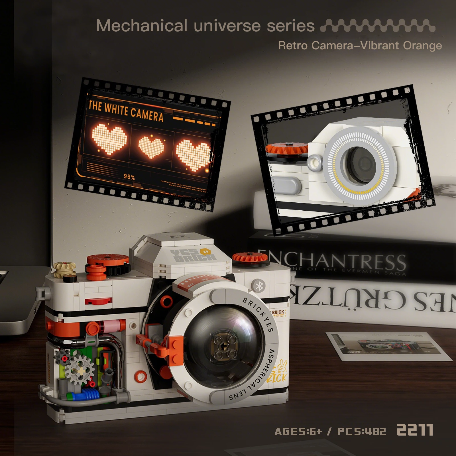 Set di blocchi meccanici per fotocamera retrò, kit modello puzzle 3D fai da te, giocattoli da collezione creativi regalo per adulti e adolescenti