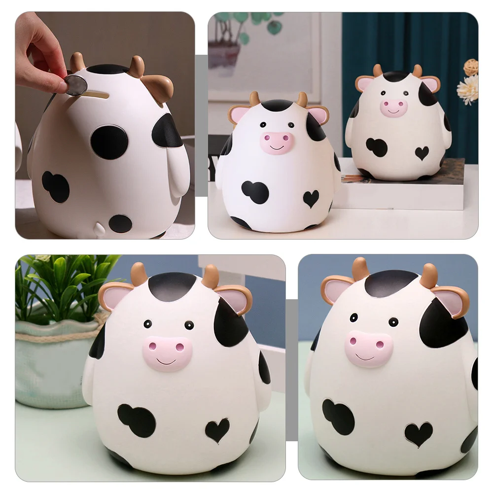 Cofrinho de vaca dos desenhos animados premium vinil crianças poupança banco desktop moeda recipiente bonito animal design caixa de dinheiro para crianças vaca
