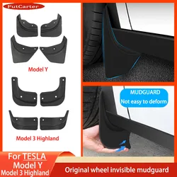 TPE Soft Mud Flaps for Tesla Model3 Highland 2024 Model Y 2024-2021 Mudflaps Splash Guards Mudguards Front Rear Fender Protector