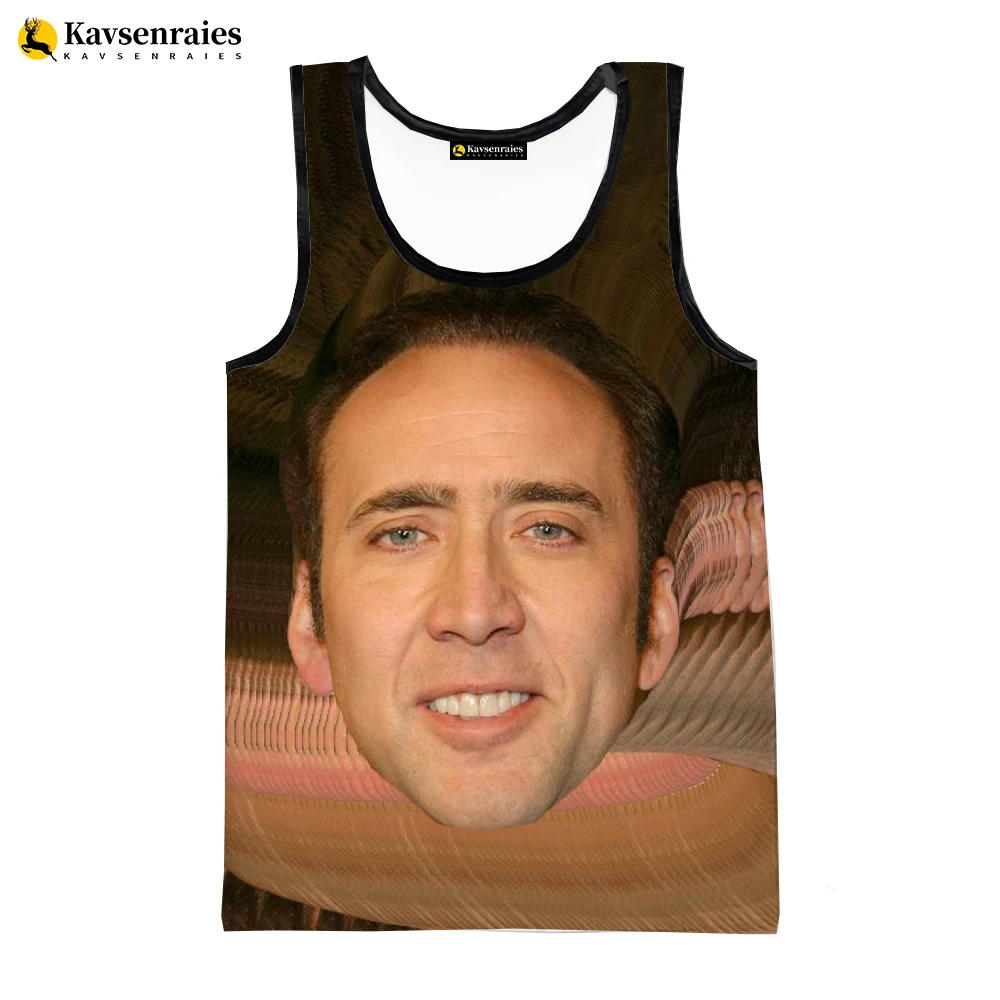 Newest Funny Nicolas Cage 3D Printed Tank Tops Men Summer Vest Casual Nicolas Cage Sleeveless T-shirt Hip Hop Oversized Tops