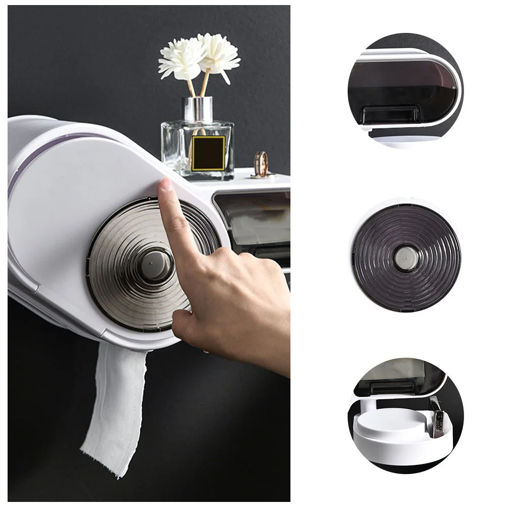 

1pc Waterproof Large Space Tissue Box Rack No Punching White Household Multi-purpose Storage Serrated Edge Easy Open for Mobile