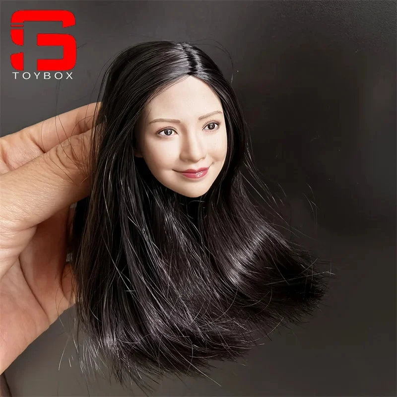 1/6 Scale Angelababy หัว Sculpt ผมยาวสีดําหัวแกะสลักรุ่น 12 ''ทหารหญิง Action Figure Body