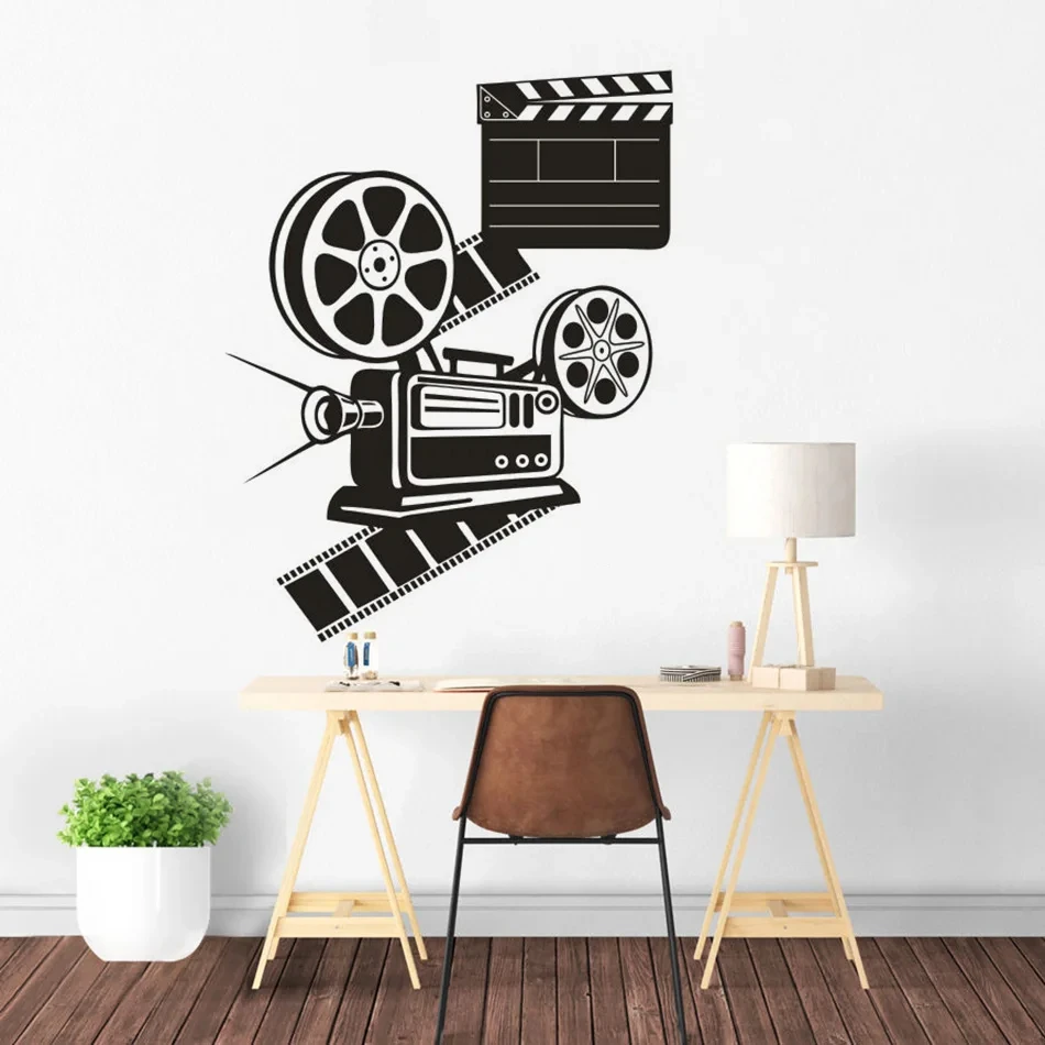 Film Playing Camera Vinyl Wall Decal Reels Sticker Cinema Decoration Movie Projector Art Posters