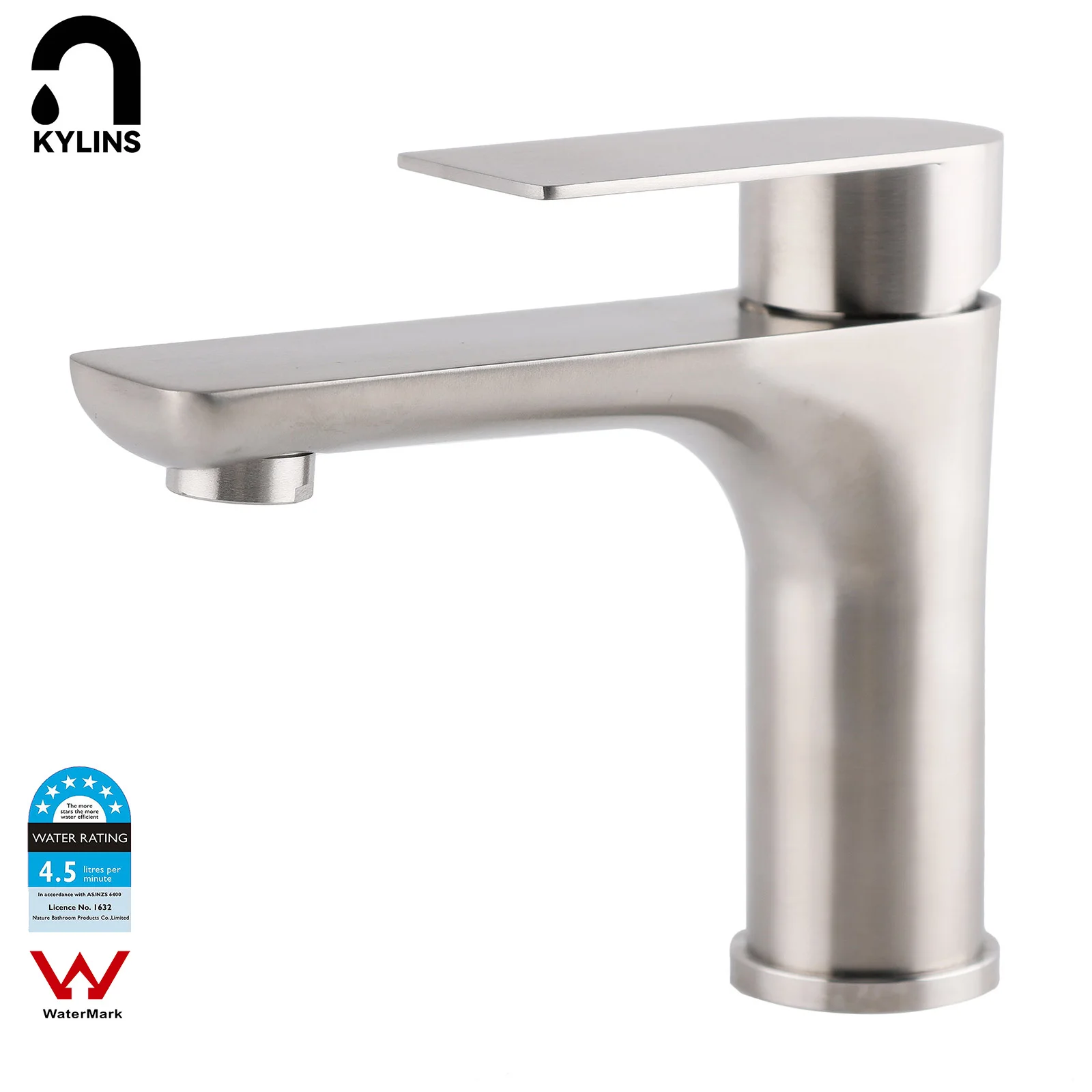 KYLINS Basin Faucet for Bathroom Hotel Vanity Sink Mixer Tap Sink Tapware Deck Mounted 304 Stainless Steel Brushed Nickel Round