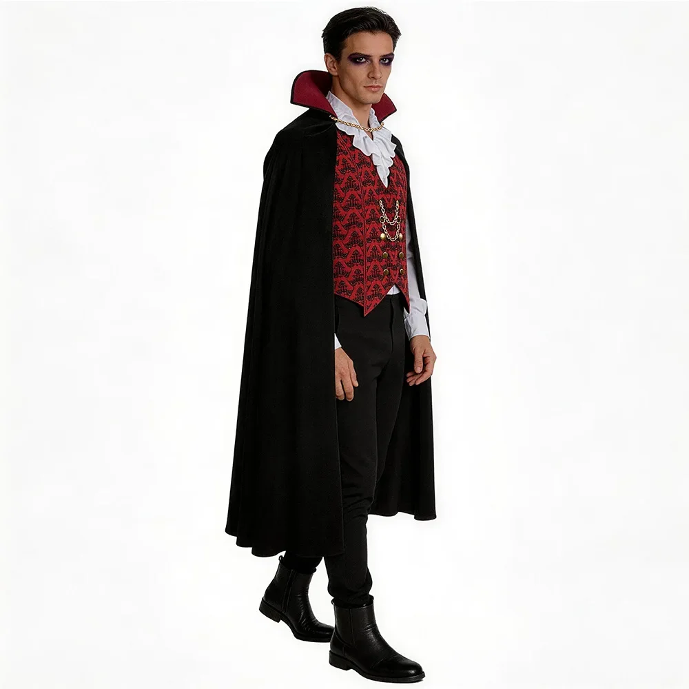 Costume Vampire Démoniaque Adulte – Chemise et Longue Cape – photo 5