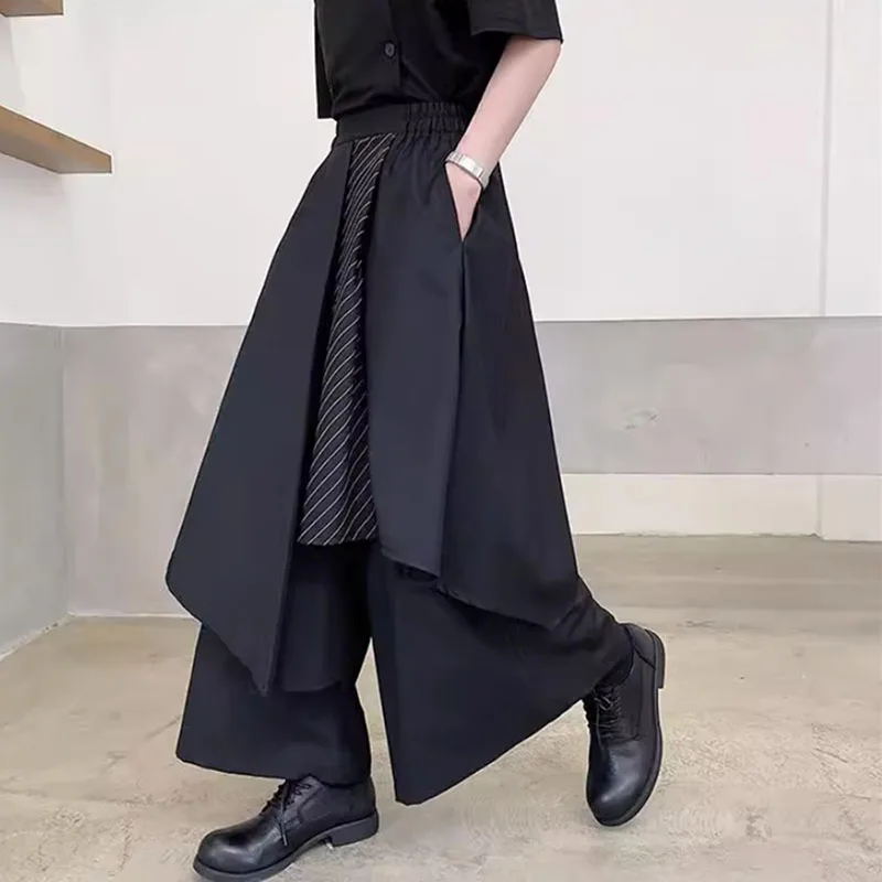 النساء التنانير السراويل اليابانية القوطية غير النظامية السراويل النساء عالية الخصر الأسود السراويل الطويلة التنانير الإناث مطوي التنانير النساء الملابس