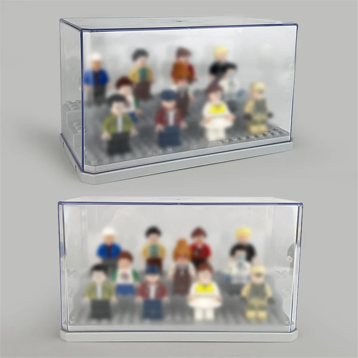 Mini boîte d'affichage de figurines H-W, boîte d'exposition de blocs de construction anti-poussière empilable pour jouets de figurines d'action