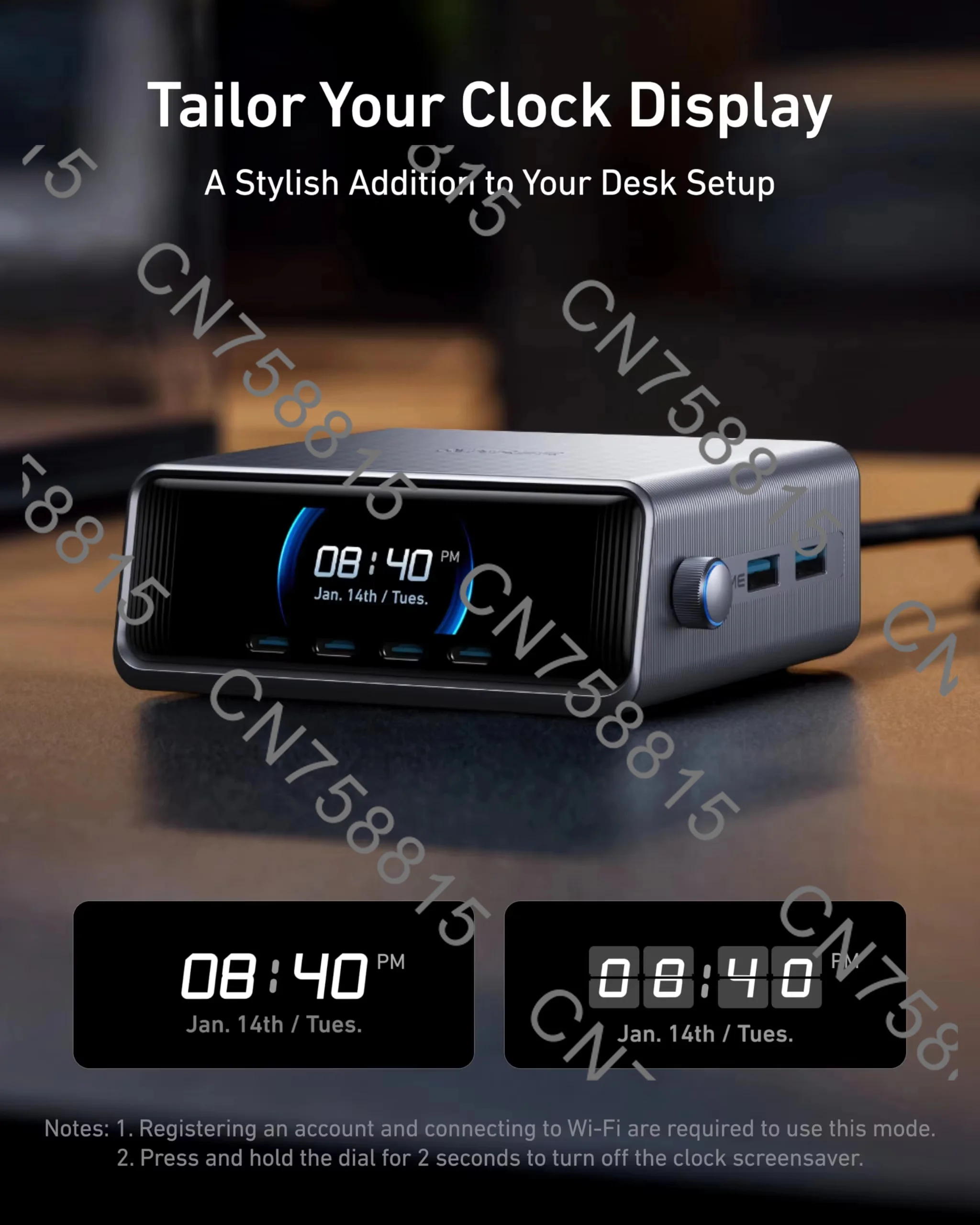 Cargador Anker Prime, Estación de Carga USB C GaN Prime de 250W / 200W, Ultra Rápida de 6 Puertos, Pantalla LCD de 2.26 y Control Inteligente