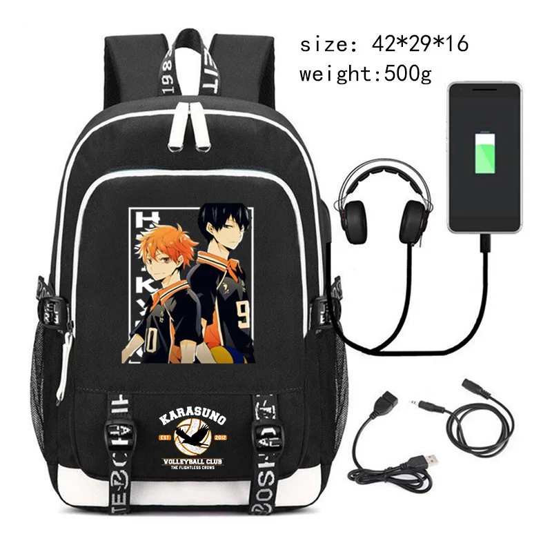 Mochila con estampado de Manga Haikyuu para adolescentes, Mochila de lona para libros, Mochila escolar de gran capacidad a la moda para niños y niñas
