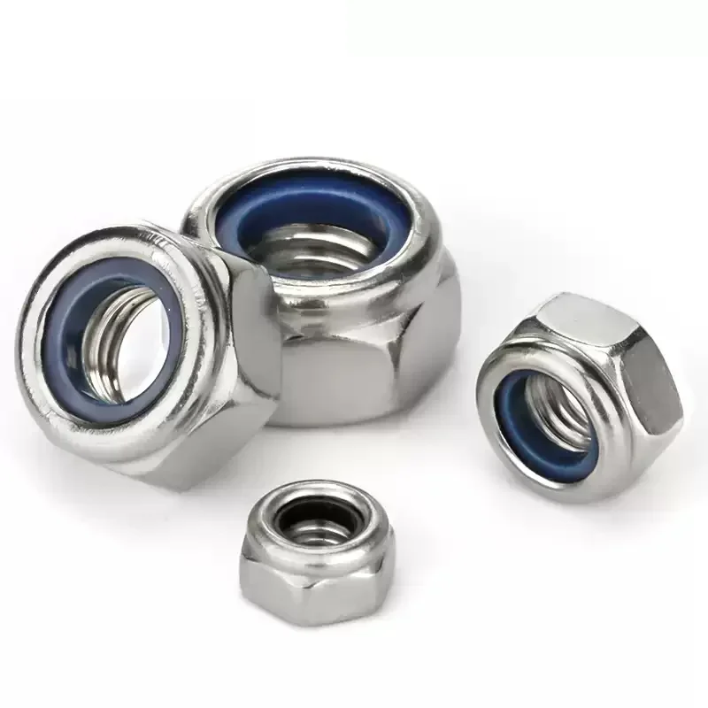 316/201 Stainless Steel Left-Hand Thread /Counter Thread Nylon Locking Anti Loosening Nut Self-Locking Anti Slip Nut M3-M20