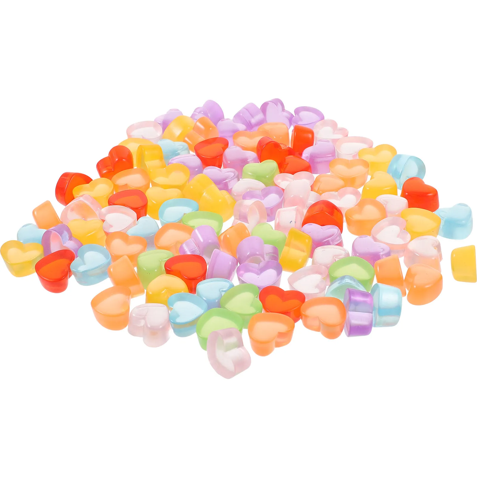 100pcs Colorful Resin Heart Charms for DIY Phone Case Decor, Hair Accessories, Vase Fillers, Wedding Table Scatters
